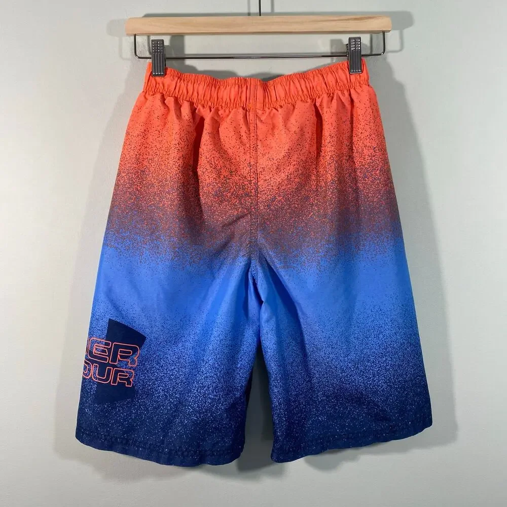 Under Armour Boy's Orange & Blue Ombre Swim Trunks Size L